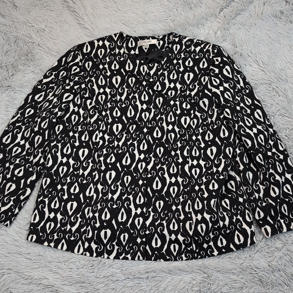 Vintage Jones Studio Jacket Womens 20W Black Blazer Preppy Comfort Open Front‎